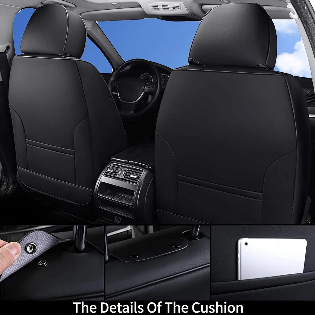 Nappa Leather Cover Breathable Four Season Universal Waterproof Durable Coffee Universal Car Seat Cover Full Set
