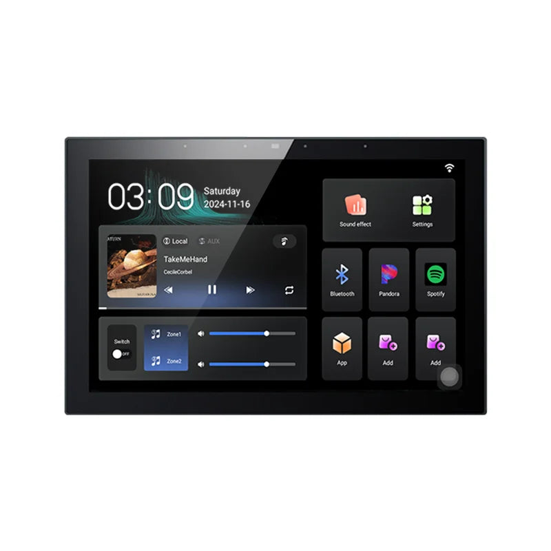 TuoAn Q10 Pro-10.1 Inch 2-Zone Background Music Touch Screen Control Panel Supports Working with Zigbee Sub-Device,
