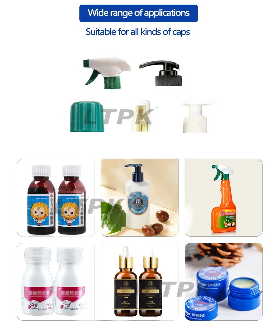 LT-SC440 Automatic Pneumatic Close PET Plastic Water Bottle Screw Plastic Perfume Jar Filling and Capping Sealing Machine