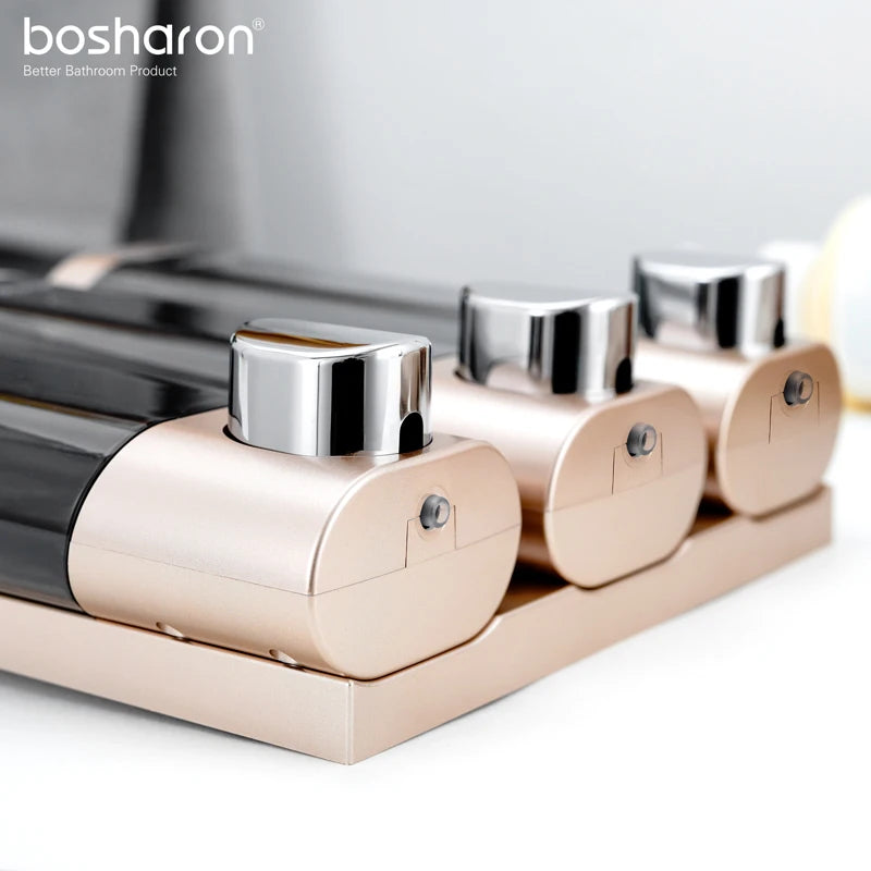 Hotel Toilet 300ml*3 Chamber Bottle Triple Wall Mount Shampoo Soap and Shower Dispenser Manual Press Liquid Soap Box With Lock