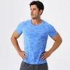 Men's High-quality Short Sleeved T-shirt Custom Logo 87%Nylon 13%Spandex Muscle Fit Moisture Wicking T Shirt for Men