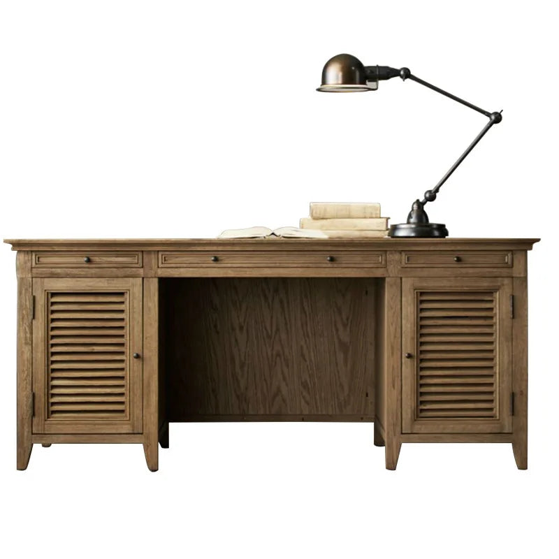 American Country Vintage Oak Computer Desk Solid Wood Home Children Study Table Drawer Storage Customizable Computer Desks