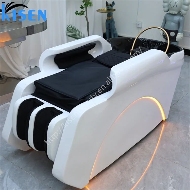 Kisen Hot Sales Head Spa Water Circulation Waterfall Shampoo Bowl Bed Massage Salon Equipment Hair Salon Treatment