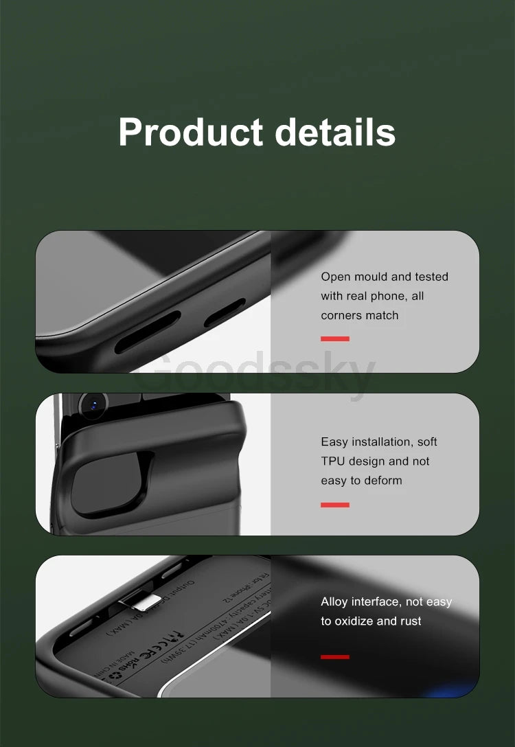 Battery Charger Cases For iPhone 13 Pro Max Power bank Case For iPhone 13 Mini Extenal Battery PowerBank charging Cove Capa