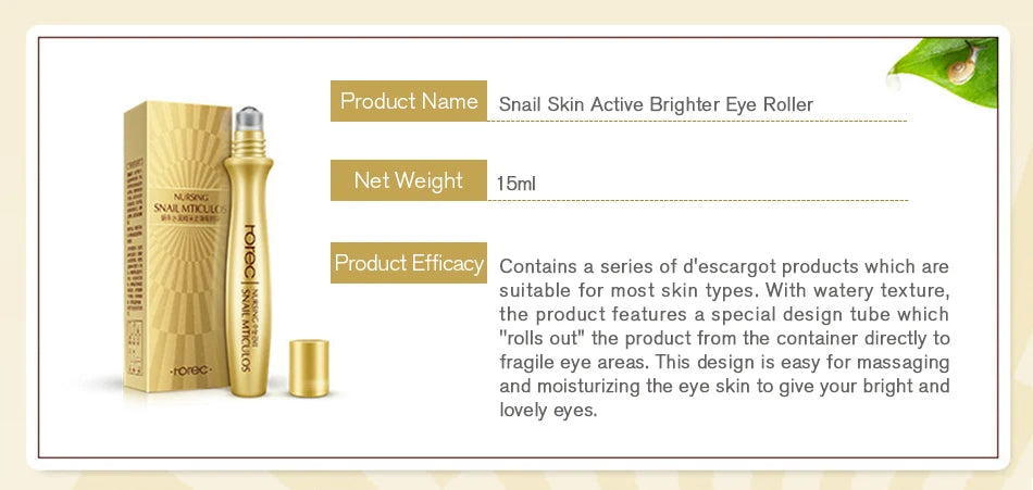 ROREC Hyaluronic Acid Snail  Eye Serum Essence Dark Circle Firming  Eyes Cream  Anti Wrinkle Korean Cosmetics Skin Care