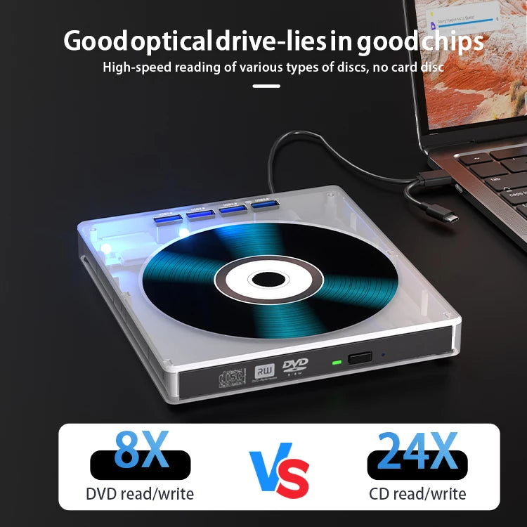 Multifunctional External Optical Drive USB Mobile Computer DVD Burner & CD Disc Player for Laptop Application