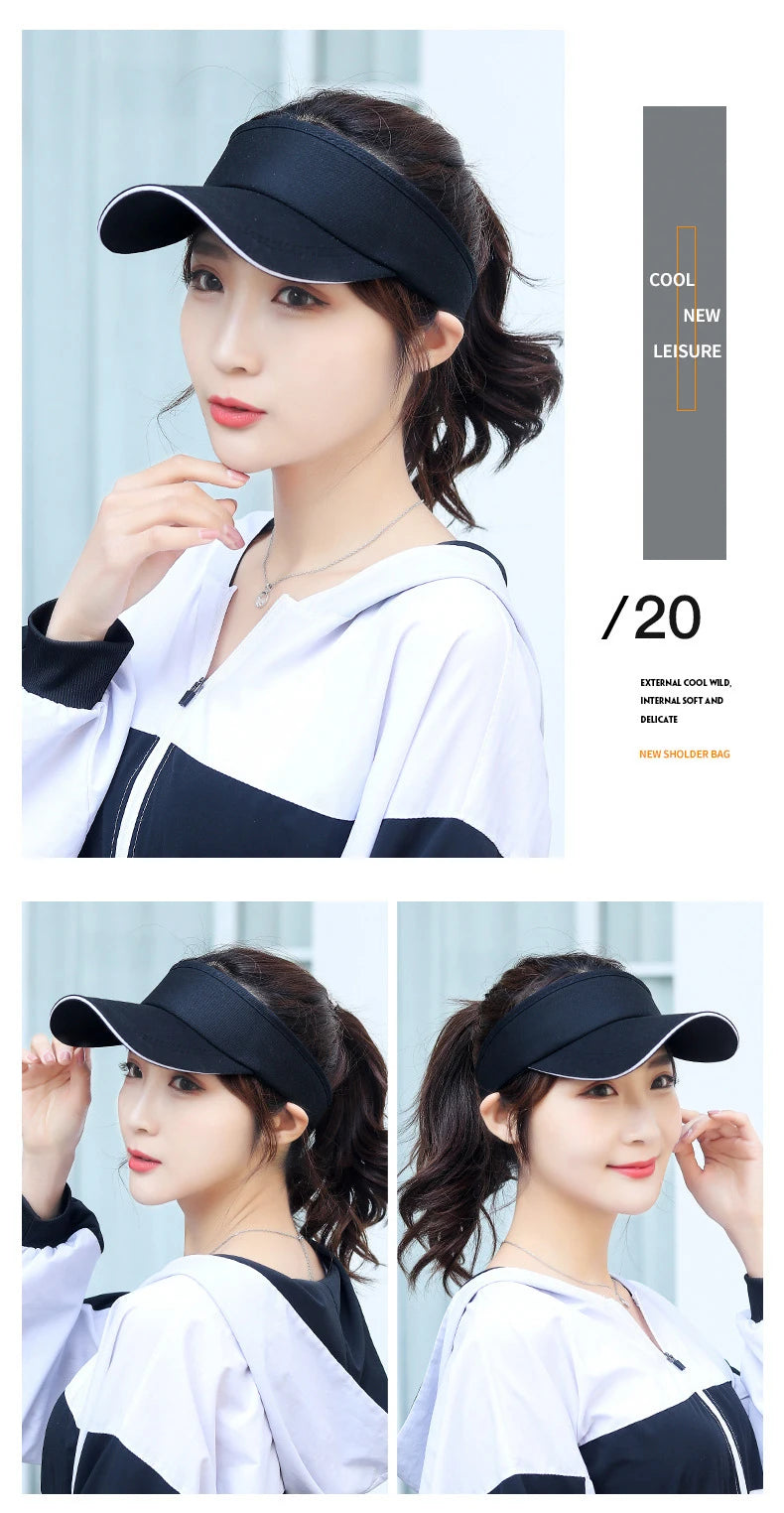 Summer Breathable Air Sun Hats Men Women Adjustable Visor UV Protection Top Empty Patchwork Sports Golf Running Sunscreen Cap