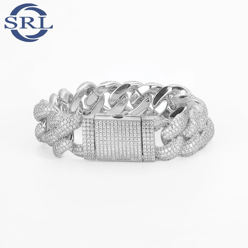Wholesale Versatile Men's Fashion Charm Bracelet Hip-Hop Full Diamond Cuban Chain Thick Iced Out Zircon Bracelet