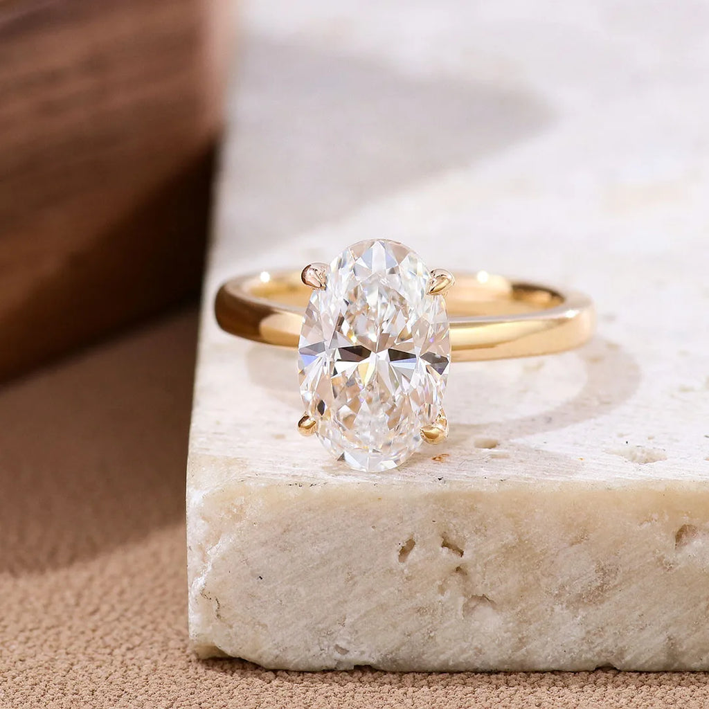 Igi Certified Diamond 3 Carat Oval Cut Lab Grown Diamond Ring Minimalist Jewelry 18k Gold Rings for Women Engagement Wedding