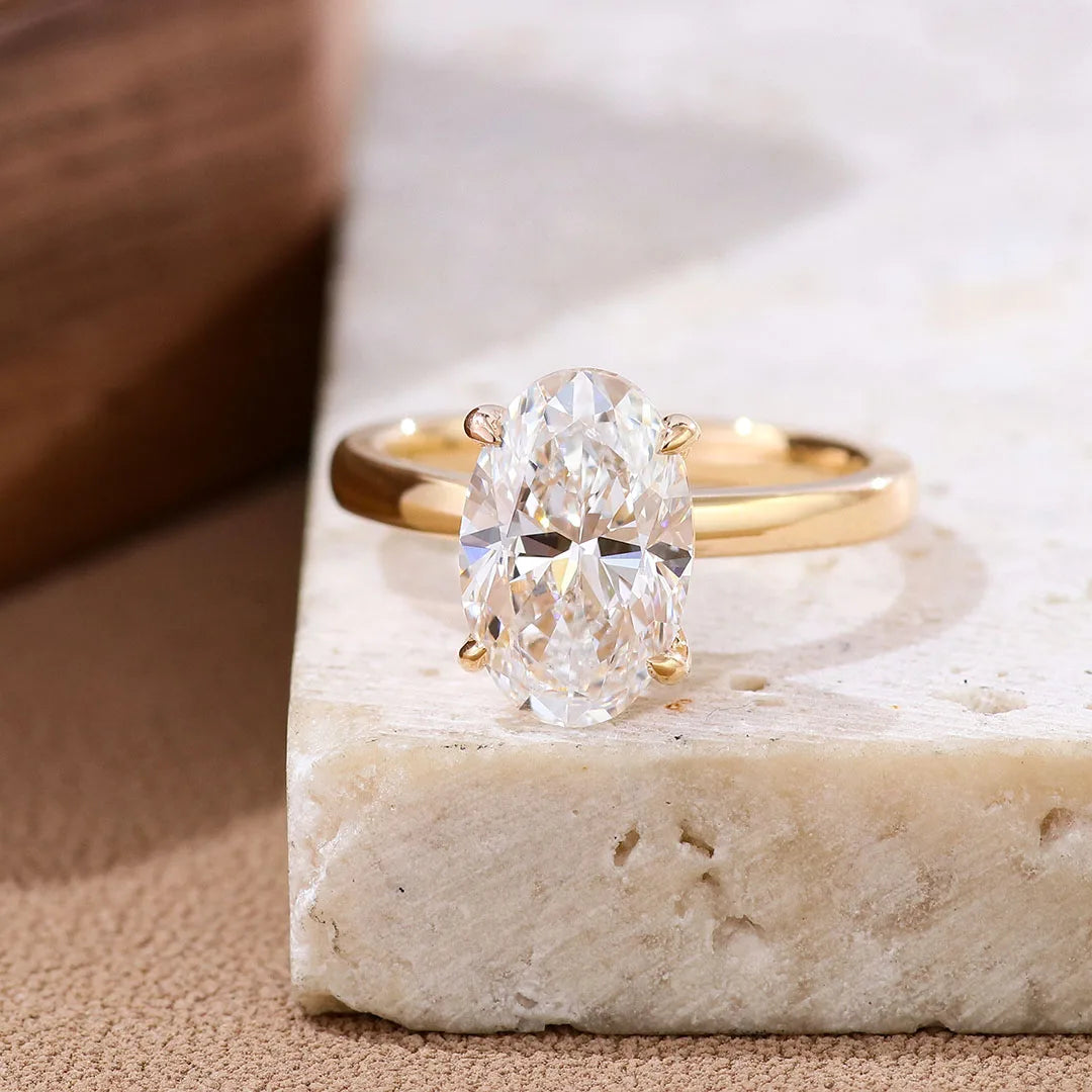 Igi Certified Diamond 3 Carat Oval Cut Lab Grown Diamond Ring Minimalist Jewelry 18k Gold Rings for Women Engagement Wedding