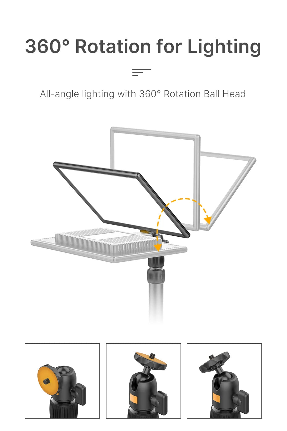 VIJIM LS01 Desk Light Mounting Stand 96cm Adjustable Tabletop Stand with Removable Ballhead 1/4 Screw for LED Ring Light