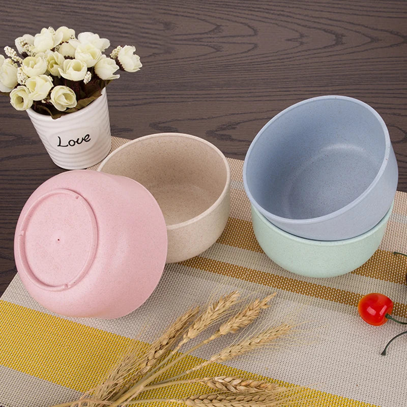 Household Cup, Plate, Single Pack Cereal Bowl, Fruit Fork, Gift Tableware, Rice Bowl, Eco - friendly Wheat Straw Plastic Bowl