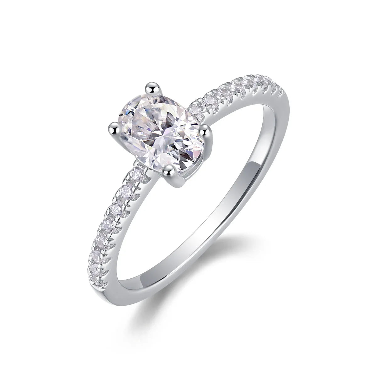 Fashion Classic 925 Sterling Silver 18K White Gold Plated Women's Jewelry Oval Cut 1CT VVS GRA Moissanite Rings with Certificate