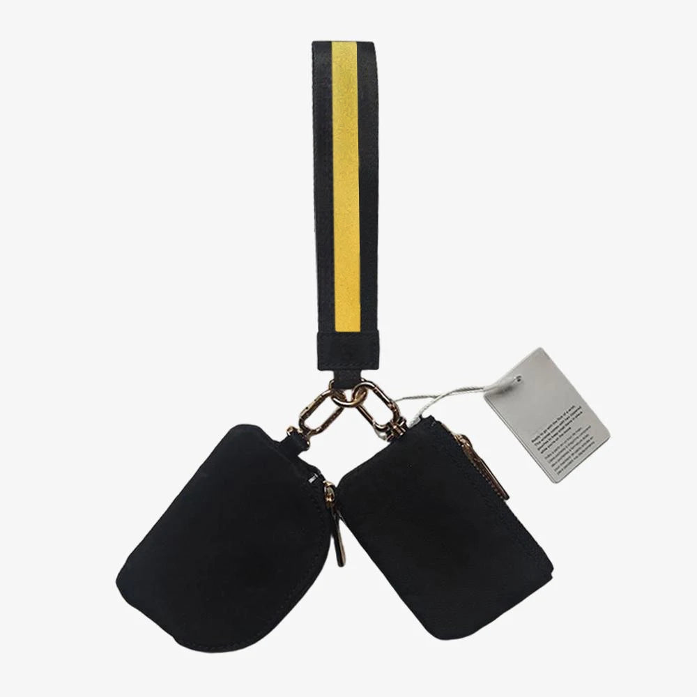Light Weight Nylon Zipper Dual Pouch Portable Business Wristlet Hanging Keychain Bag in USA Overseas Warehouse