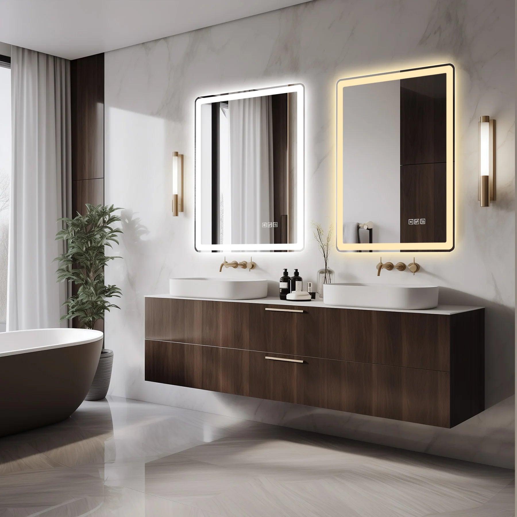 [US Stock] 36*36 Inch LED Bathroom Mirror With Anti-Explosion Glass Anti-Fog Features & Tri-Color Changing Accept Dropshipping