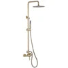 Wall Mounted Outdoor Shower Set Mixer System Brushed Gold Brass Dual Handle 10 Inches Rainfall Shower for Pool