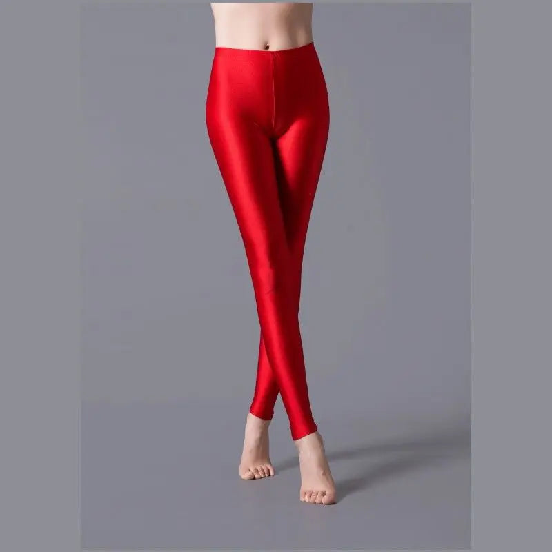 Women Shiny Pant Leggings Hot Selling Leggings Solid Color Fluorescent Spandex Elasticity Casual Trousers Shinny Legging