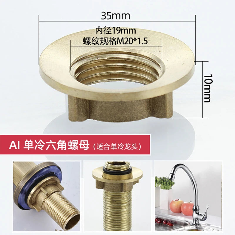 Copper kitchen sink hot and cold faucet accessories base fixed foot screw nut 30 plus filament