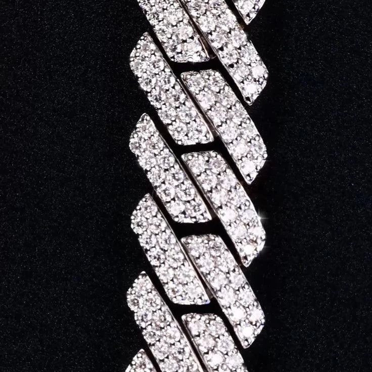 OEM 925 Sterling Silver Square Edge Cuban Bracelet Full Micro Pave Moissanite Box Clasp Pass Tester Hip Hop Jewelry