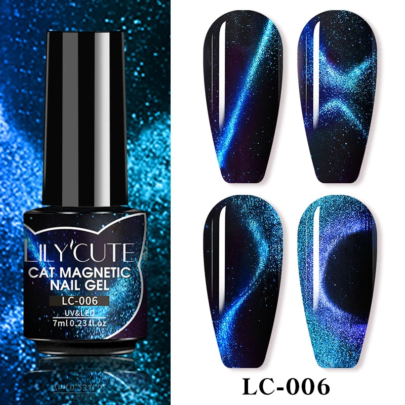 LILYCUTE 7ml Gold Coffee Cat Magnetic Gel Nail Polish Autumn Winter Nails Ultra Shine Moonlight Semi Permanent UV Gel Soak Off