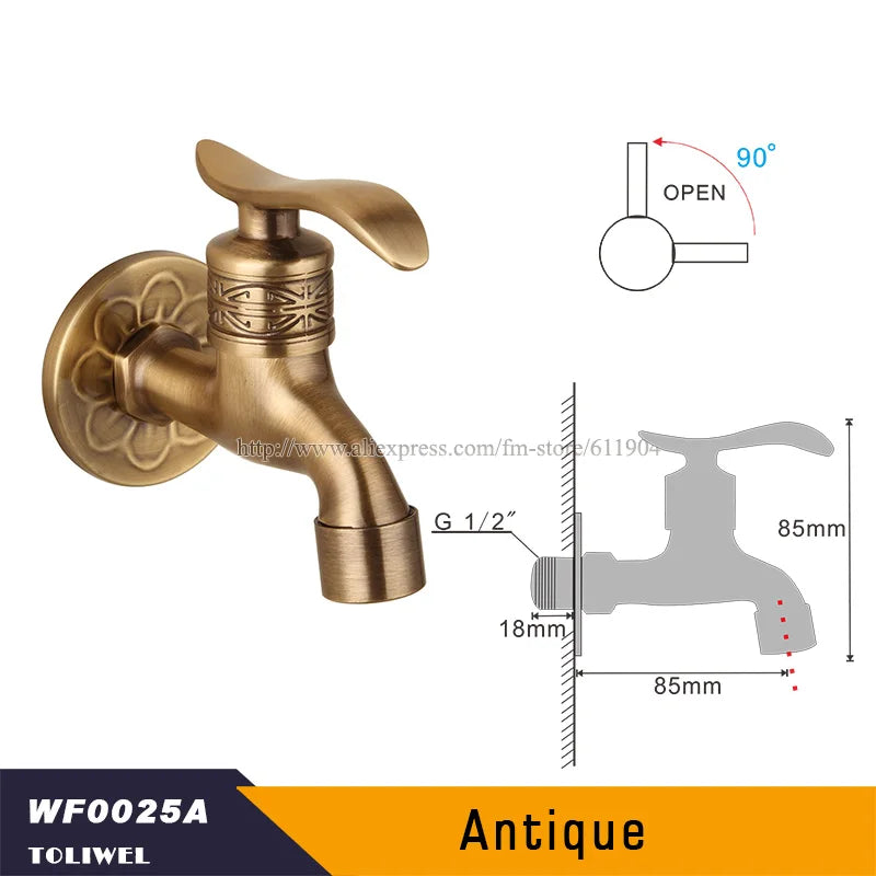 Antique Brass Bathroom Wall Mount Sink Basin Cold Water Faucet Tap G 1/2 Inch Outdoor Garden Hose Faucet Mop Sink tap TWL031