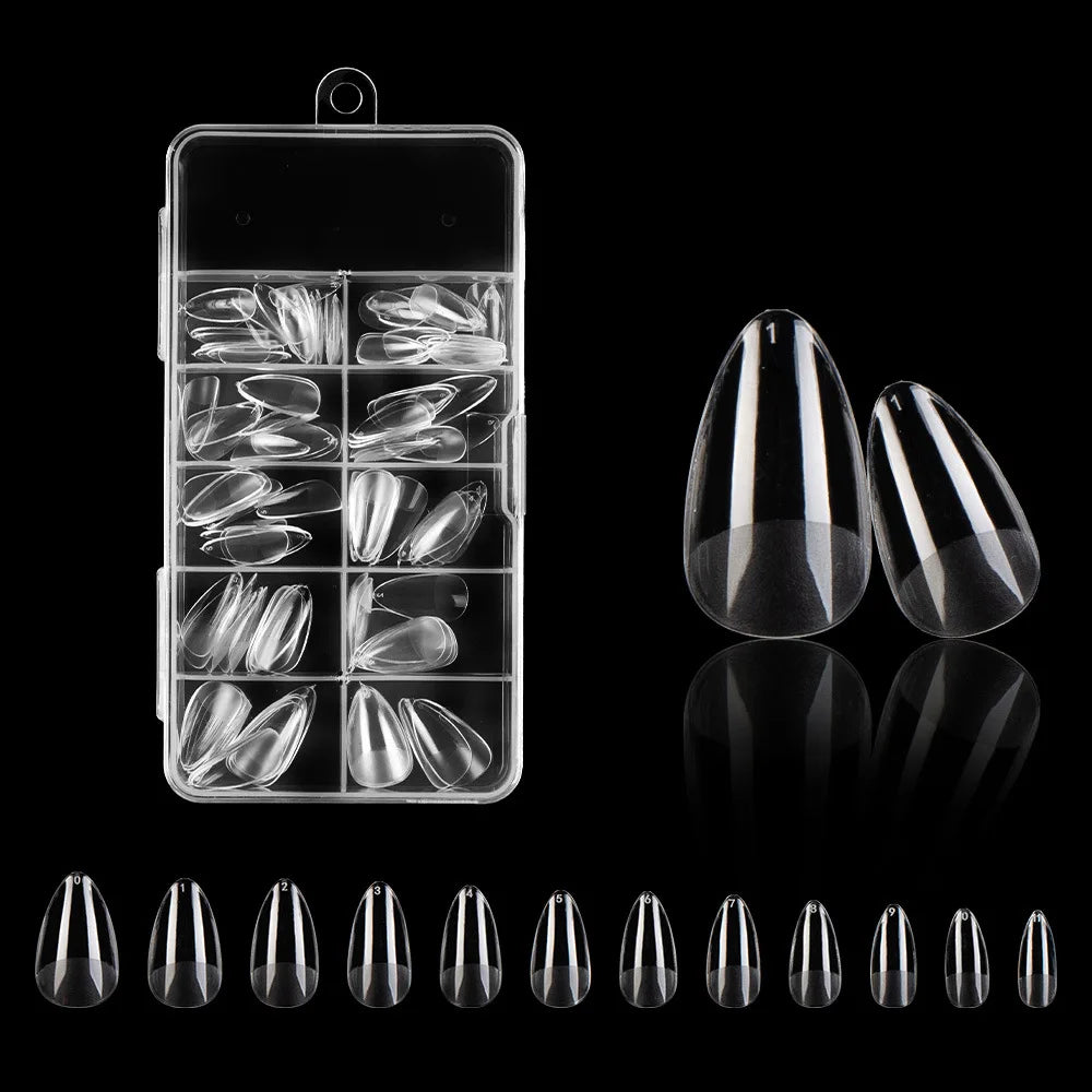 120PCS Acrylic Short False Tips Nail Transparent Frosted Square Oval Almond Ballet Wearable Matte High Toughness Manicure Tip