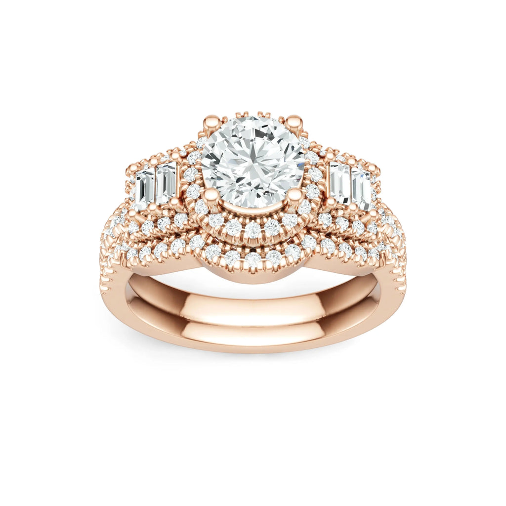 Hot Selling Ring Round Cut Moissanite Ring  Halo Ring 925 Sterling Silver Wide Band Pave Set Engagement Wedding Ring