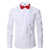 French Cuff Sleeves Party Dinner Wedding White Tuxedo Shirt With Bow Tie