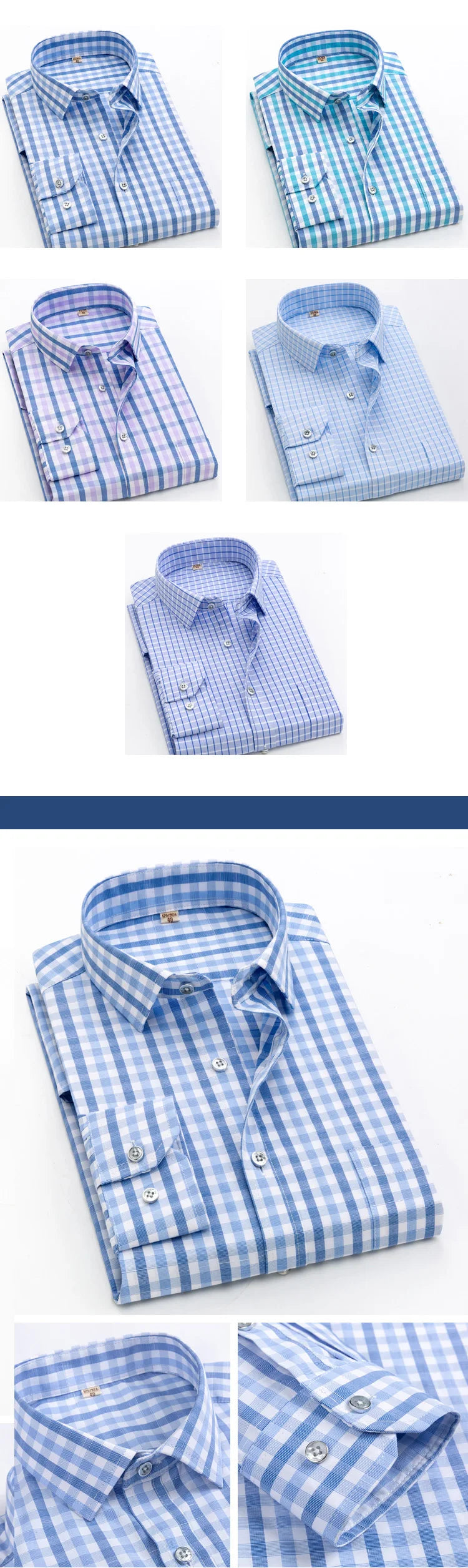 Brand New Men Shirt Male Dress Shirts Striped Men's Casual Long Sleeve Business Formal Plaid Shirt camisa social