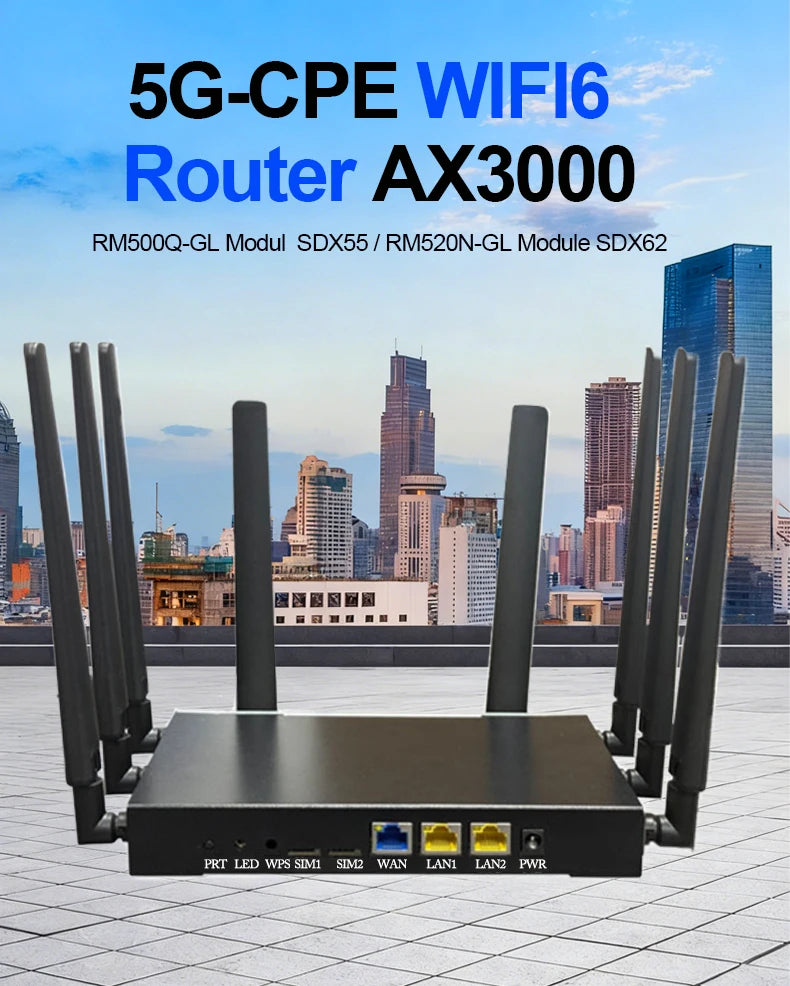 SDX62 RM520N-GL IMEI Change 5G WIFI 6 CPE Router With Sim Card Slot 5G CPE Modem