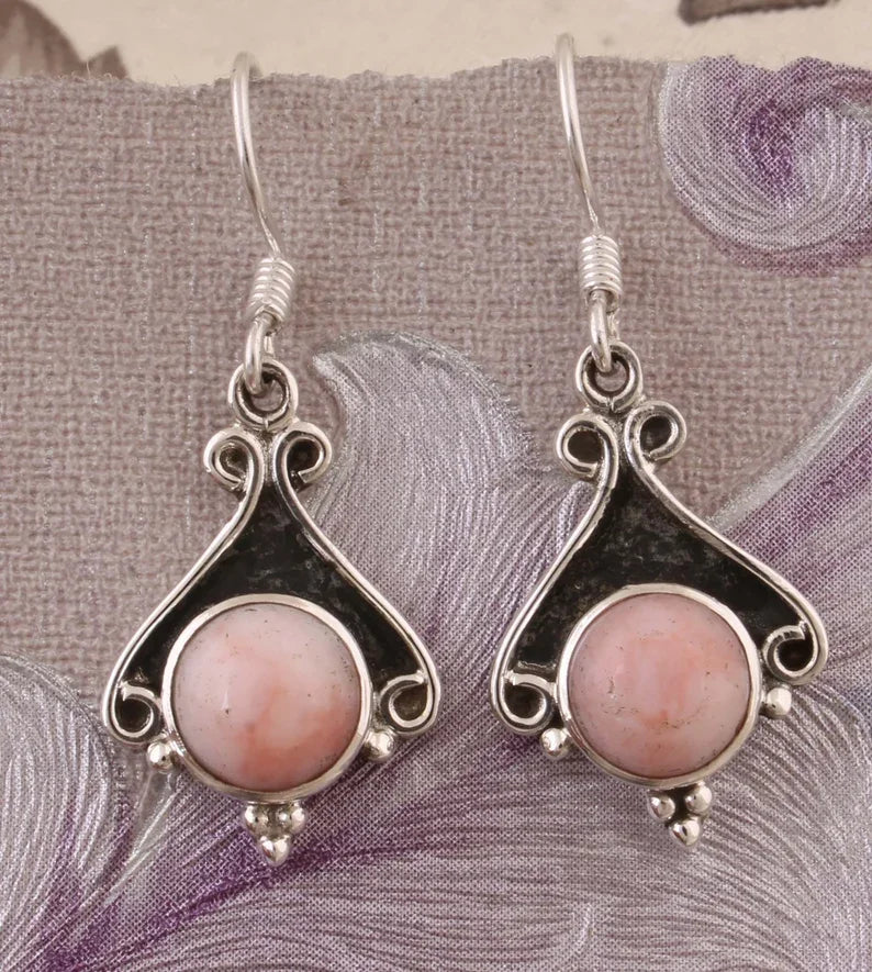 Antique Silver Earrings Floral Design Platinum Plated 925 Sterling High Quality Turquoise Gemstone Classic Style Fine Jewelry