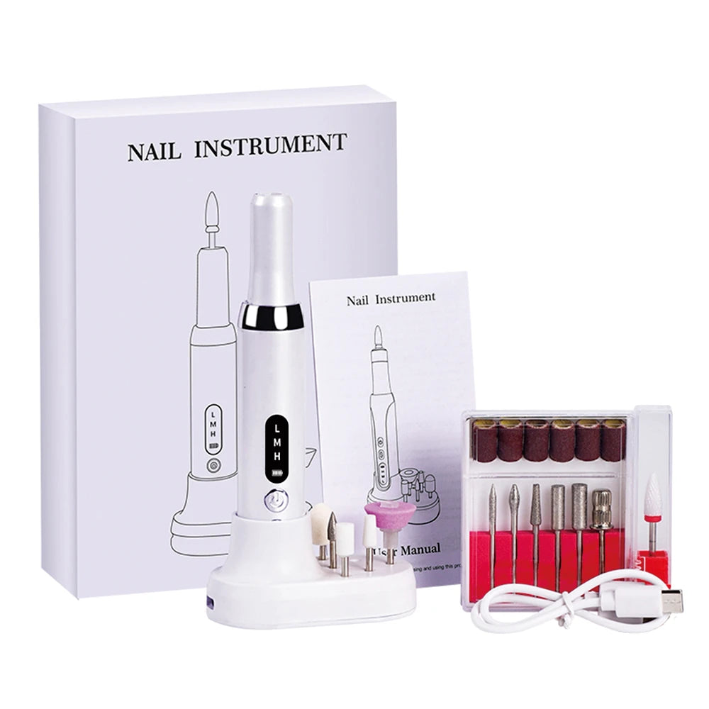 Electric Nail Drill File for Acrylic Gel Dip Powder Nails Portable Nail Drill Machine Kit Manicure Pedicure Tools Polishing Set