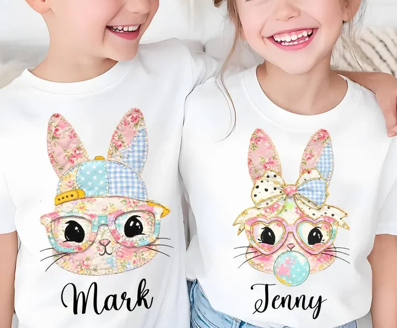 USA Personalized Kid Name Easter Boys Shirt Cotton Short Sleeve T Shirts Girls Solid T-shirts for Kids Boys Tops Summer Tshirts