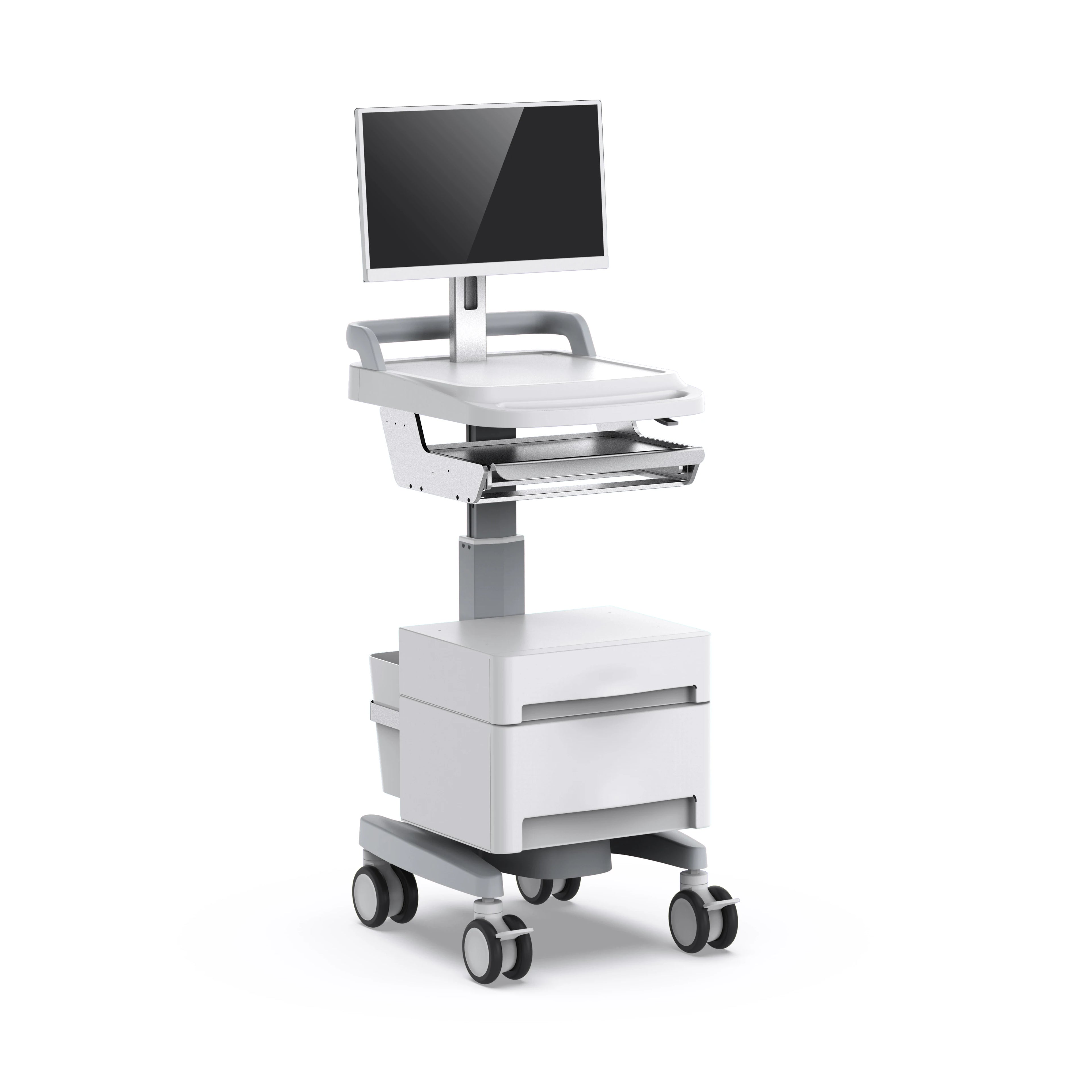 Laptop Medical Tablet Mobile Hospital Computer Ward Trolley Telemedicine Carts With Battery Wheels