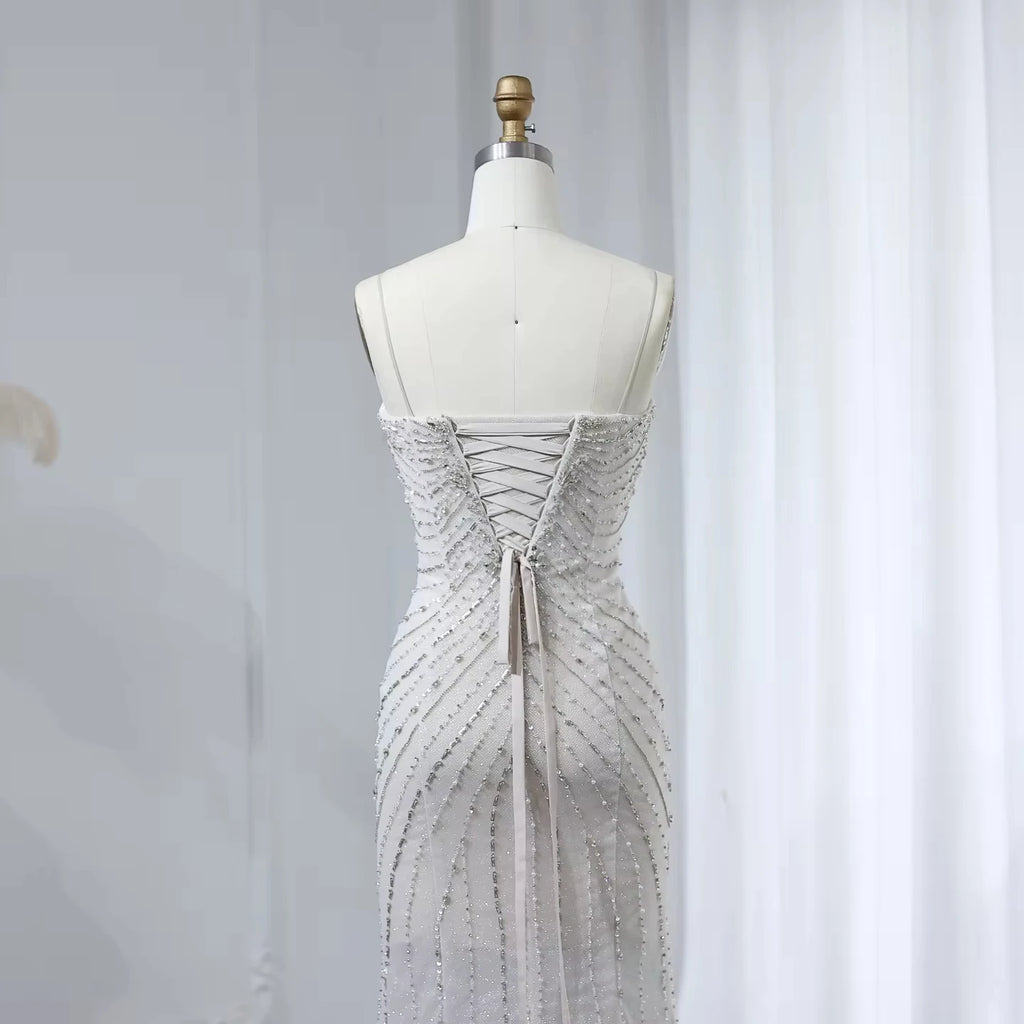 Jancember LSZ529 Sexy Glitter Slit Spaghetti Strap Mermaid Wedding Prom Dresses