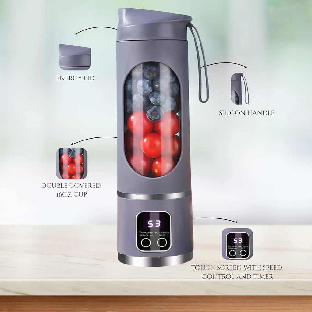 Mini Portable Electric Juicer Black Fresh Kitchen Juicer Iron Blade Low Noise Quiet Motor USB Power Source for Car RV Use