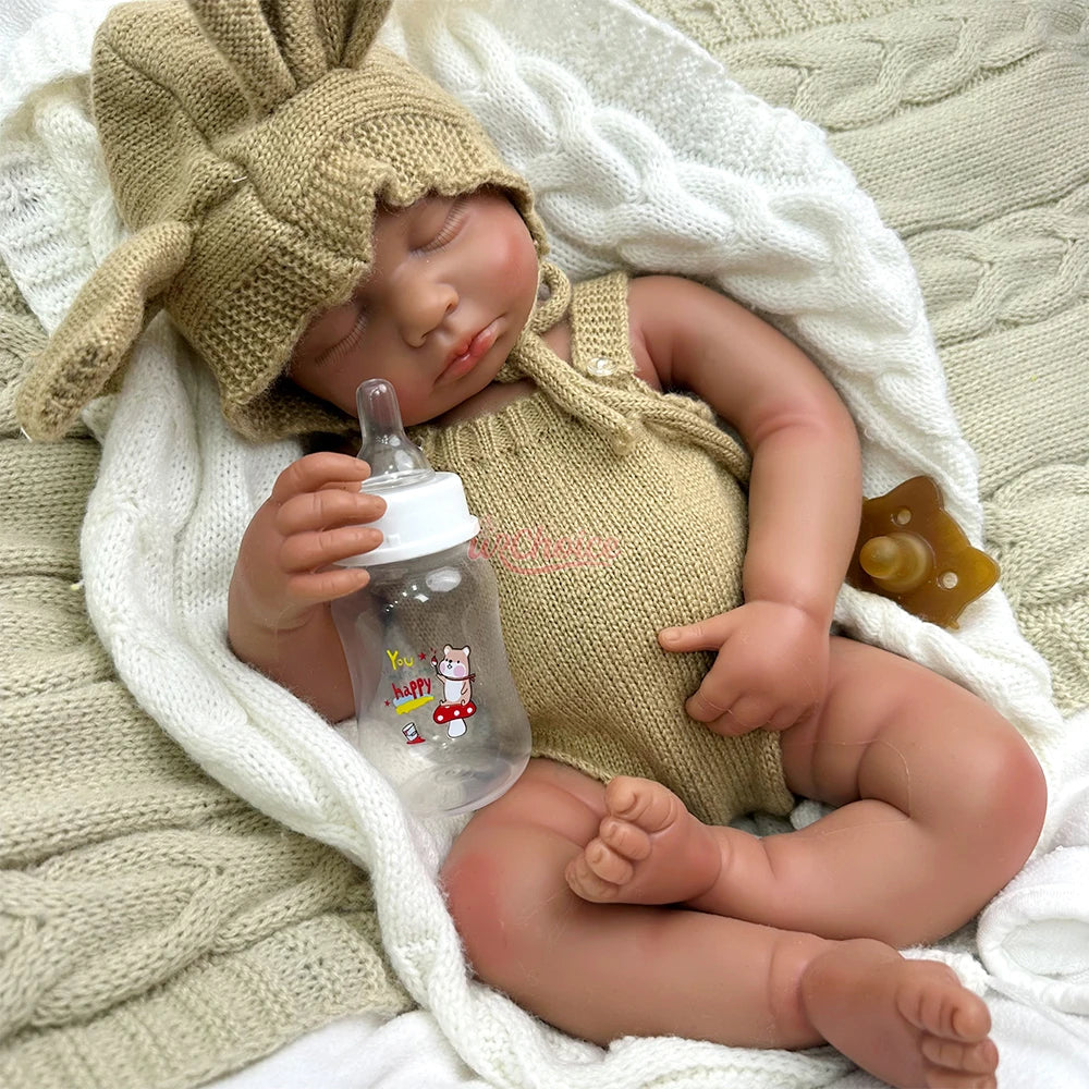 Lifelike Real Touch Silicone Reborn Dolls 20" Open Mouth LouLou Soft Full Body Newborn Realistic Details Gift for Baby Shower