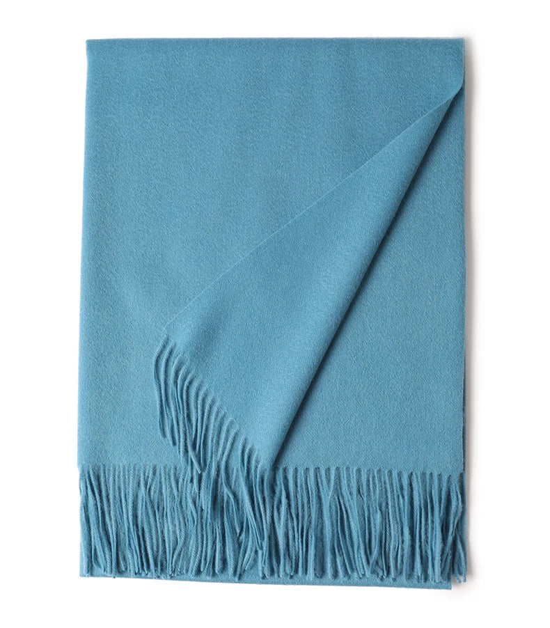 Designer Luxury Fashion Winter Ladies Wool Scarf Stoles Custom Embroidery logo Women Plain Color Wool Scarves Shawl for Women