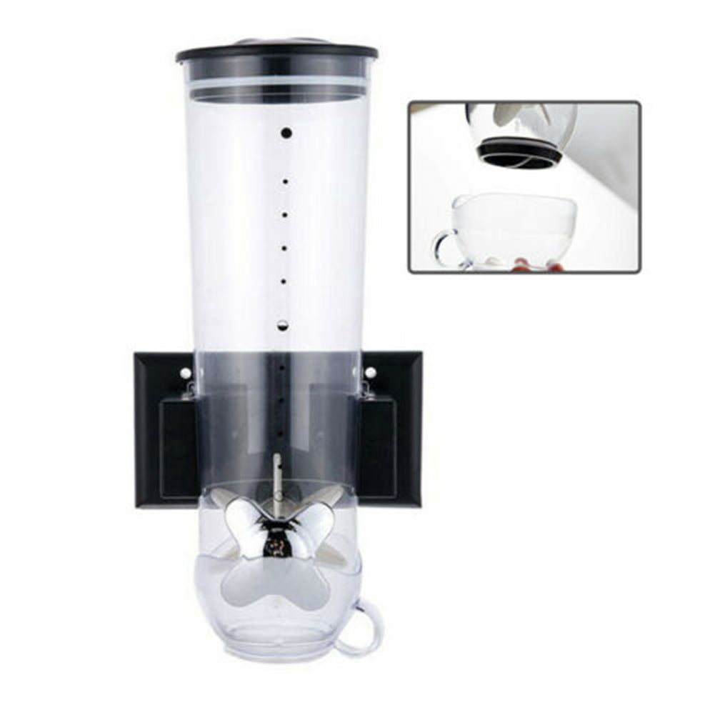 Kitchen Storage Food Organizer Wall Mounted Dry Food Cereal Dispenser Snack Grain Plastic Storage Container Box Rack for Home
