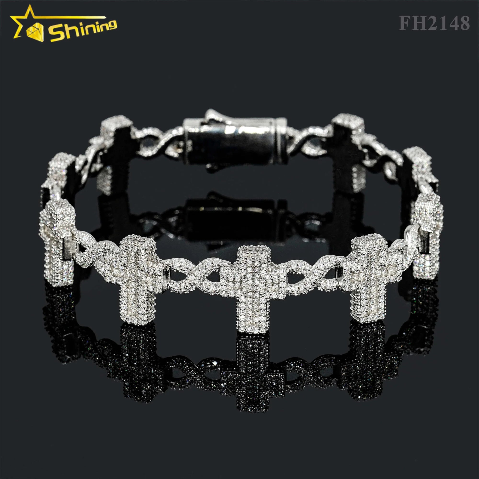 Hot Selling Pass Diamond Tester 925 Sterling Silver 10mm 15mm  20mm Moissanite Cuban Link Chain Mens Cuban Bracelet