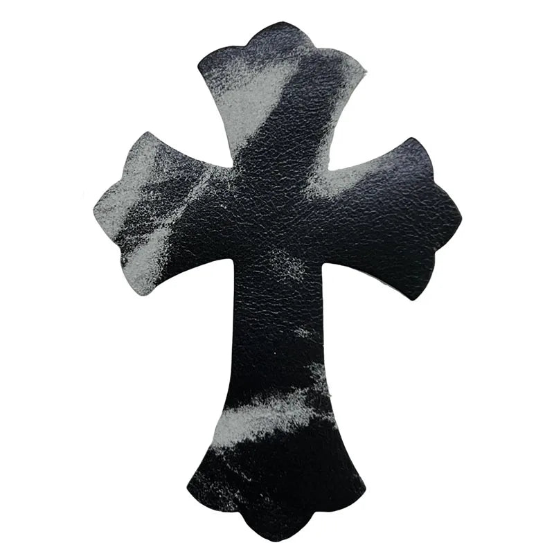 4.5*6.5cm Sheepskin Leather Patch With Cross Shaped Leather Label Genuine Leather DIY With Multiple Colors-106-182