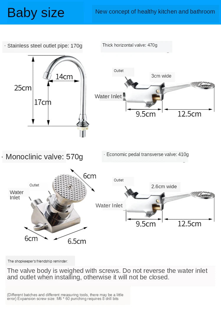 Foot-operated Faucet Brass Hospital Laboratory Food Factory Basin Foot Valve Single Cold Foot Faucet  Kichen  Water Faucet