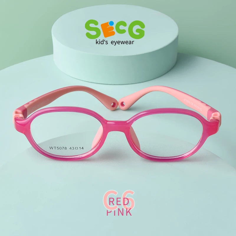 Secg Brand Children's Glasses Silicone Frames For Boys And Girls Students Super Light Comfortable Myopia Frames With Gasses