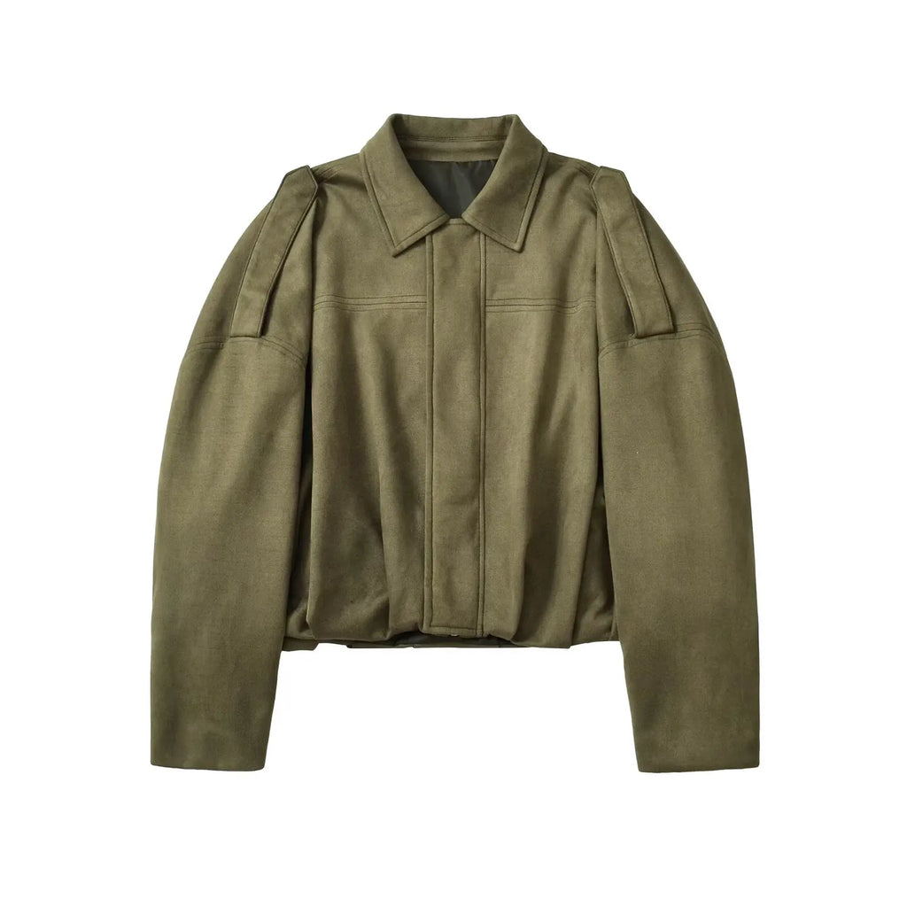 PB&ZA European and American cross-border women's clothing wholesale, women's suede textured lapel bomber jacket