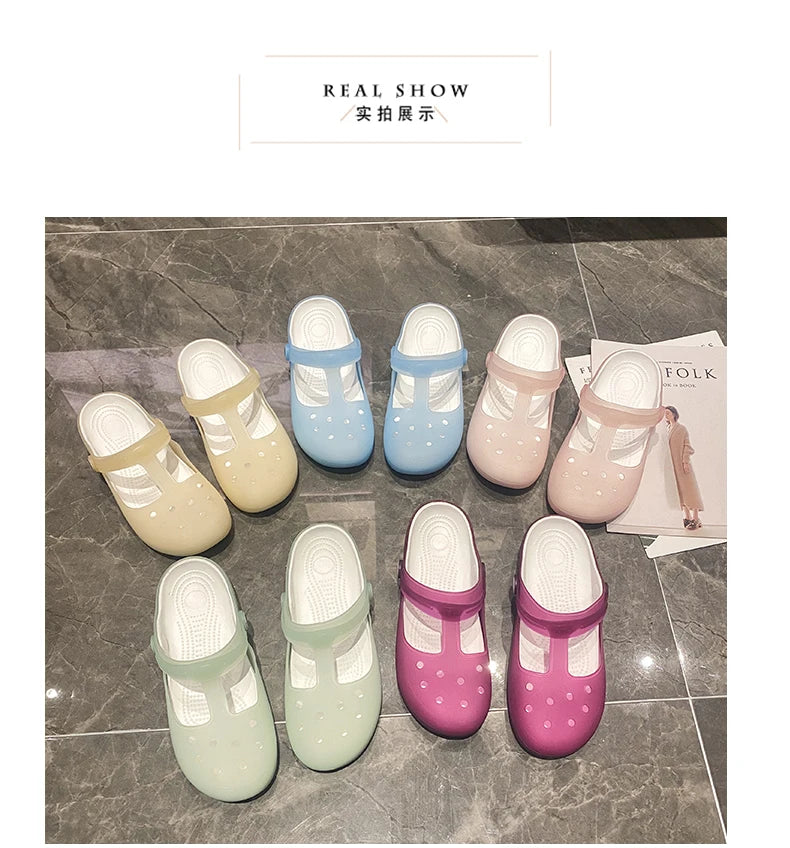 New Summer Jelly Sandals Women Outdoor Casual Slip On Garden Beach Shoes Female Rubber Clogs Non-slip Slides Breathable Slippers