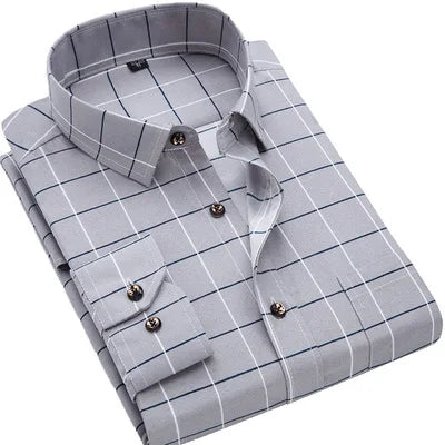 Men Fashion Spring Autumn New Style Printing Shirts Long Sleeve Lapel Collar Button Slim Tops Clothes Casual Shirt