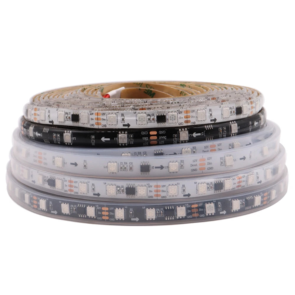 WS2812B WS2811 WS2813 WS2815 30/60/144pixels/leds/m 5050 RGB LED Strip WS2812 Individually Addressable Tape Light DC5V DC12V