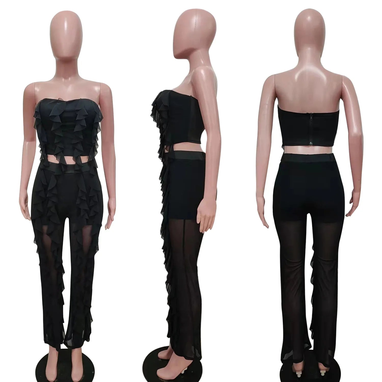 S-XXL Summer Casual Solid Color Bra Panel Pants Set Personalized Fashion Street Two Piece Set