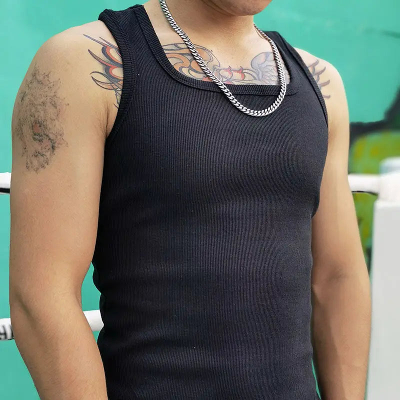 Pack of 3 Cheap Factory Polyester  Summer New Fashion Solid Color Sleeveless Ribbed Vest Sleeveless Slim Men's Vest