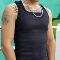 Pack of 3 Cheap Factory Polyester  Summer New Fashion Solid Color Sleeveless Ribbed Vest Sleeveless Slim Men's Vest